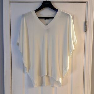 Express Cream V-Neck Short Sleeve Top